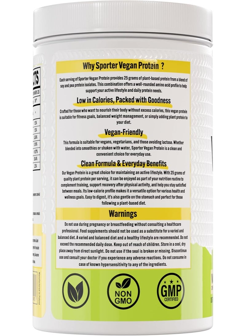 Sporter Vegan Protein, Soy and Pea Protein Isolate, Plant-Based, 25g Protein, 25 Servings, 750g, Muscle Recovery (750 Grams, Vanilla) - Image 3