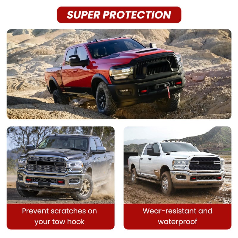 TECHPICCO Front Tow Hooks Covers for RAM 2500/3500 2019-2026, Hitch Cover Customized Car Tow Hooks Compatible with RAM 2500/3500 Accessories 2019-2026 (Red) - Image 5
