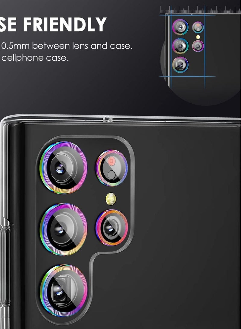 Captaintech Camera Lens Protector for Samsung Galaxy S22 Ultra, 9H Tempered Glass, Scratch Resistant, Metal Ring Camera Cover Screen Protector for Galaxy S22 Ultra 5G (Color) - Image 2