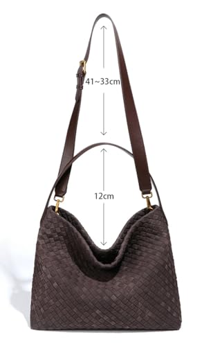Niction Slouchy Suede Woven Hobo Bags Women Trendy Suede Purse Crossbody Crescent Shoulder Satchel Bag Top Handle Tote Handbag - Image 3