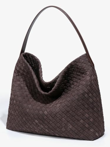 Niction Slouchy Suede Woven Hobo Bags Women Trendy Suede Purse Crossbody Crescent Shoulder Satchel Bag Top Handle Tote Handbag - Image 5