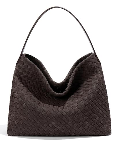 Niction Slouchy Suede Woven Hobo Bags Women Trendy Suede Purse Crossbody Crescent Shoulder Satchel Bag Top Handle Tote Handbag - Image 1