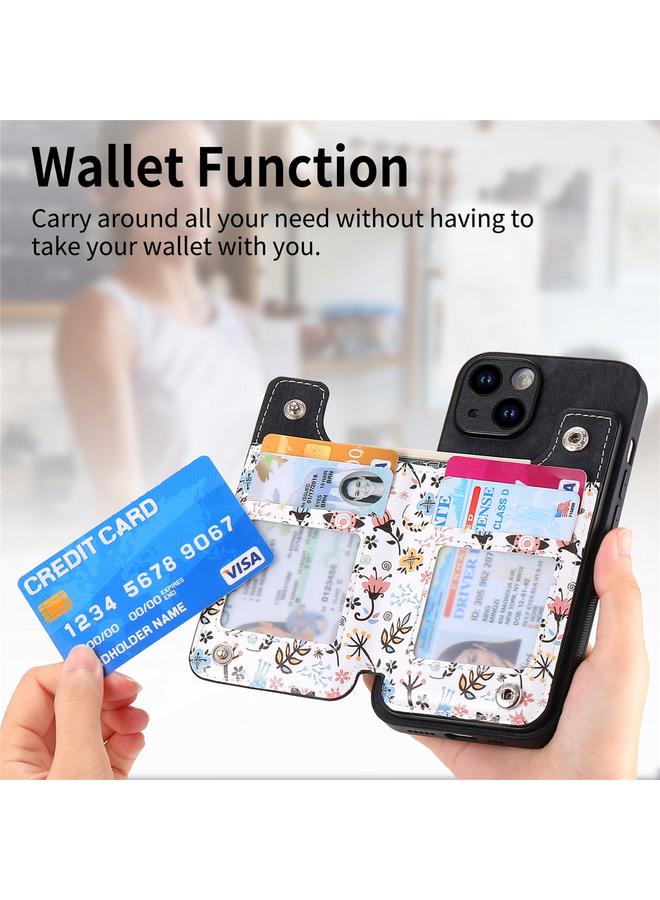 S-TOP Case For iPhone 14 Plus Retro Painted Zipper Wallet Back Phone Case - Image 3