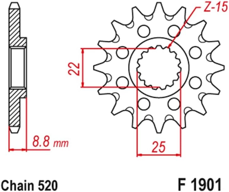 Wivplex 520 Motorcycle Front Sprocket - Image 2