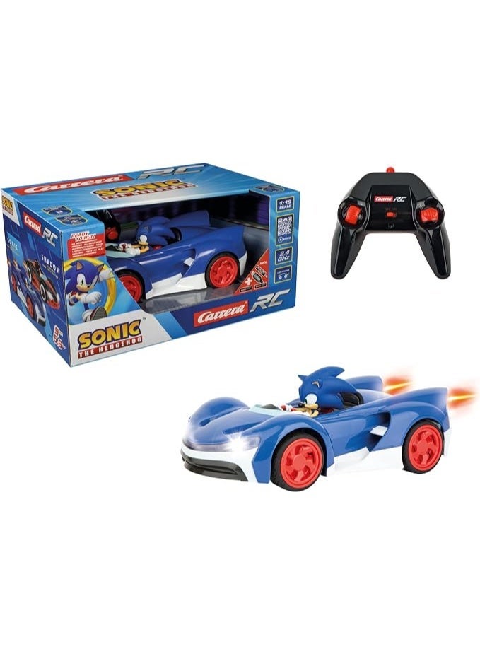Carrera RC 2.4GHz Team Sonic Racing - Sonic, Performance Version I Officially Licensed I Full Function I LED Headlights I Up to 9 km/h I For Ages 6+ - Image 1