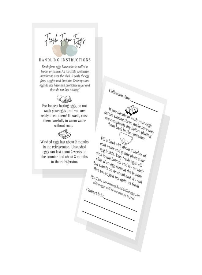 Lashicorn Fresh Farm Eggs Handling Instructions | 50 Pack | 2x3.5 inches Business Card | Egg Handling Instructions for Farm Fresh Eggs | White Card Design | Collection Date & Contact Info Lines - Image 1