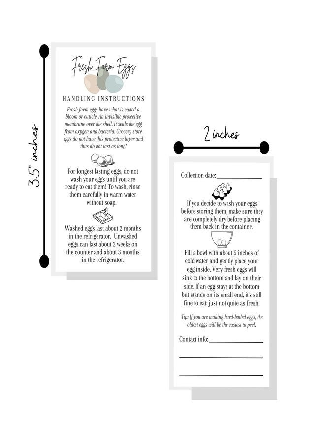 Lashicorn Fresh Farm Eggs Handling Instructions | 50 Pack | 2x3.5 inches Business Card | Egg Handling Instructions for Farm Fresh Eggs | White Card Design | Collection Date & Contact Info Lines - Image 2