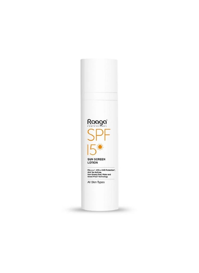 RAAGA PROFESSIONAL - Raaga Professional SPF 15 Sunscreen Lotion | PA++++, UVA + UVB Protection, Anti Tan Activities, Non-Greasy Feel, Water and Sweat Proof Technology (55 ml) - Image 1