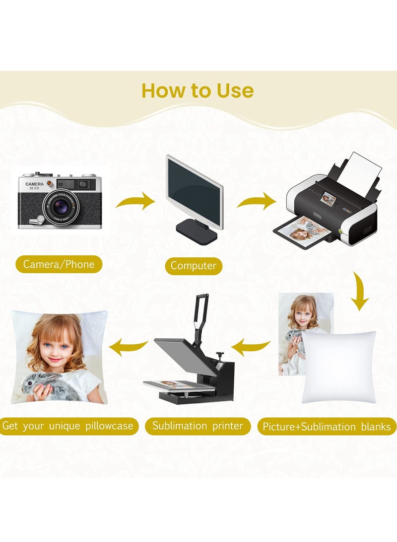 SYOSI، 6 قطع وسادات فارغة للطباعة الحرارية، أغطية وسائد بيضاء مع DIY للضغط الحراري، غطاء وسادة من بوليستر بجلد الخPeach مع سحاب مخفي - Image 4