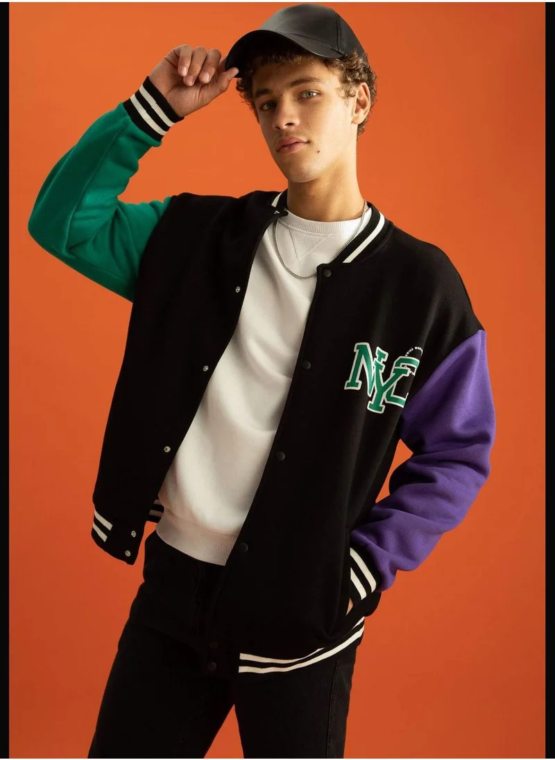 DeFacto Man Oversize Fit Bomber Long Sleeve Knitted Cardigan