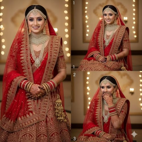 Navti Creations Women's Embroidered Net Dupatta (NC-3190_Red, Free Size) - Image 2