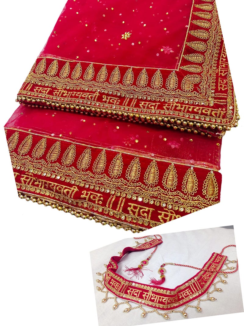 Navti Creations Women's Embroidered Net Dupatta (NC-3190_Red, Free Size) - Image 3
