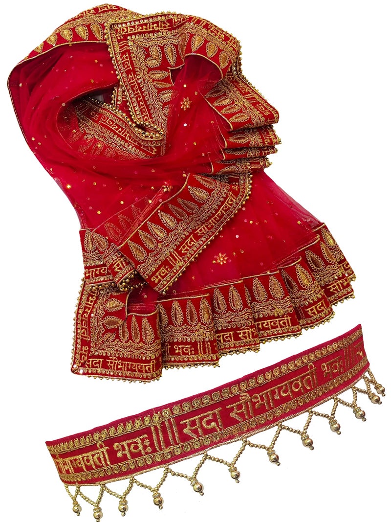 Navti Creations Women's Embroidered Net Dupatta (NC-3190_Red, Free Size) - Image 1