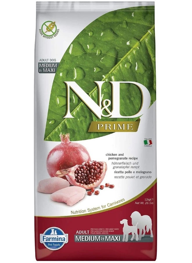 Farmina Farmina N&D Prime Dog Chicken & Pomogranate Adult Med/Maxi 12kg 