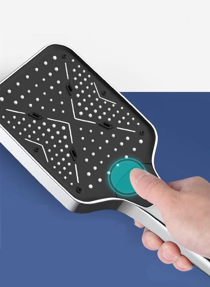 كوتيس 1-مجموعة حمام ضغط دش رأس رأس دش محمول باليد مع خرطوم وحامل دش فضي/أسود 10.8x28 سم - Image 4