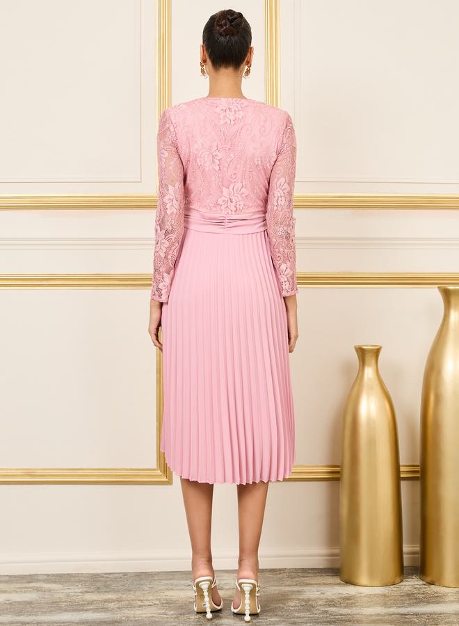 Styli Lace Bodice Pleated Dress  - Image 4