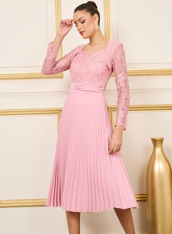 Styli Lace Bodice Pleated Dress  - Image 2