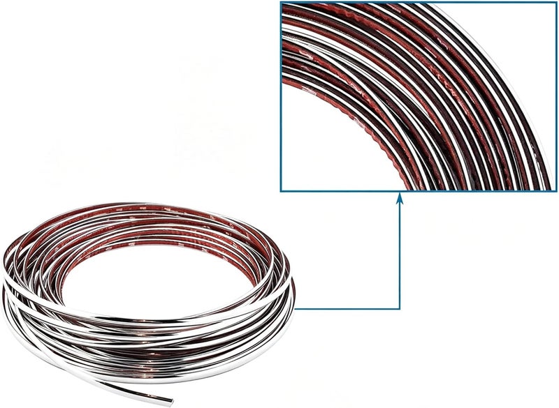 LUNSOM Custom Most Chrome Plated Decoration Trim Strip Line,Car Door Fender Interior DIY Moulding T Strip for Most Vehicle(13M x 6MM) Rack friendly - Image 5
