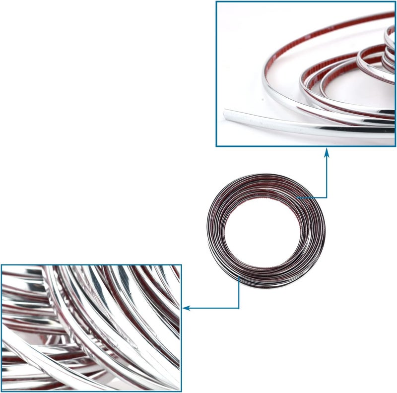 LUNSOM Custom Most Chrome Plated Decoration Trim Strip Line,Car Door Fender Interior DIY Moulding T Strip for Most Vehicle(13M x 6MM) Rack friendly - Image 4