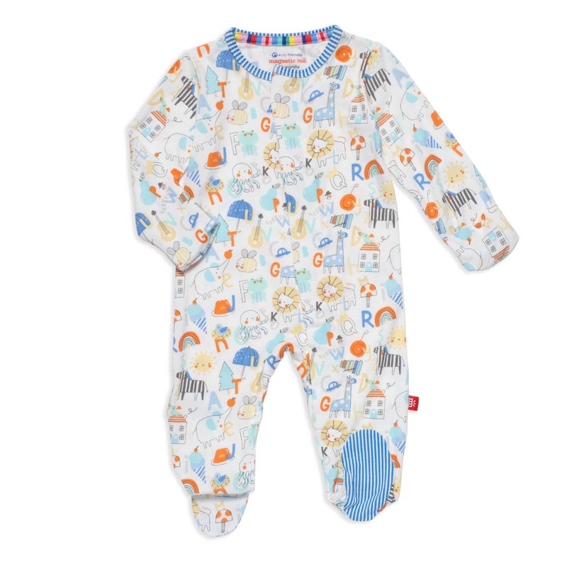 Magnetic Me Boys Modal Magnetic Baby Footie Pajamas | Silky Soft Modal Fabric | Alpha Pop | 3-6 Months - Image 1