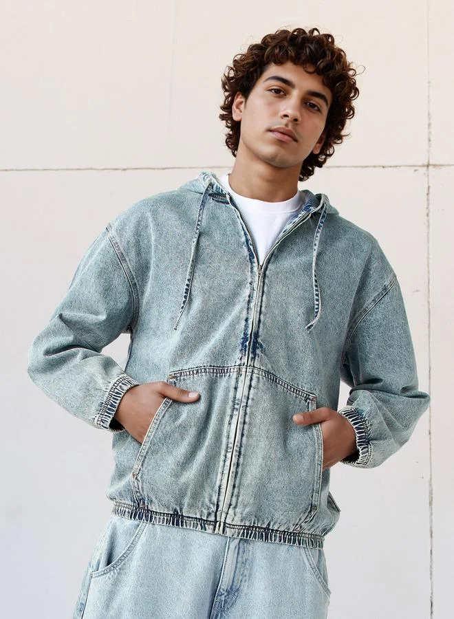 Lee Cooper Zip Through Denim Hoodie