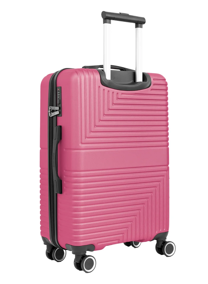 PARAJOHN Strato Lightweight ABS Hard Side 8 Spinner Wheel Cabin Luggage / Carry-On Trolley Bag with Lock 20 Inch - Pink