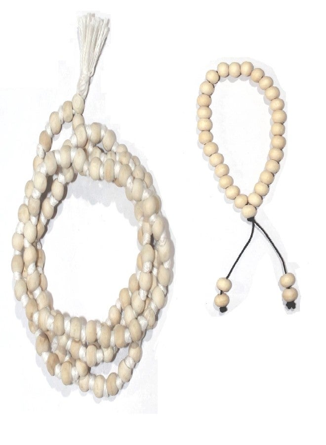 IS4A 8MM TULSI HOLY BASIL PRAYER BEADS JAPA MALA NECKLACE HAND KNOTTED KARMA (108+1) BEADS BLESSED & ENERGIZED HINDU TIBETAN BUDDHIST SUBHA ROSARY (Combo) - Image 1