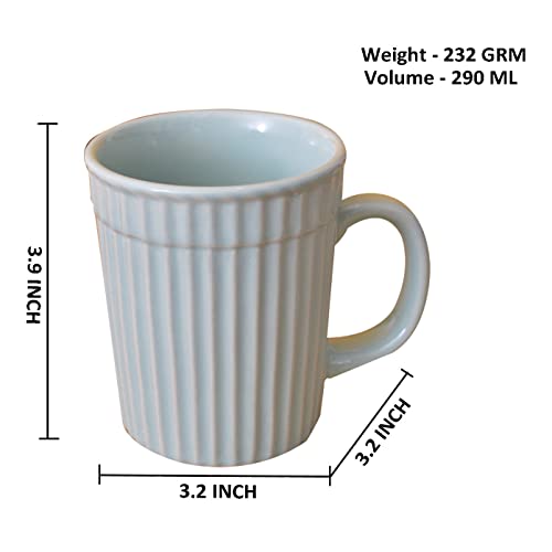 Kunhar Ceramic Coffee Mugs - 2 Piece, Cadet Blue, 290ml - Image 2