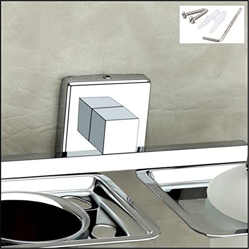 ORCE BATH ARTICLE soap Dispenser with Toothbrush Holder for washbasin Liquid Dispenser and Brush Holder for Bathroom Tumbler Holders dispensers 26(304 Stainless Steel,Chrome Finish,Frosted Glass) - Image 5