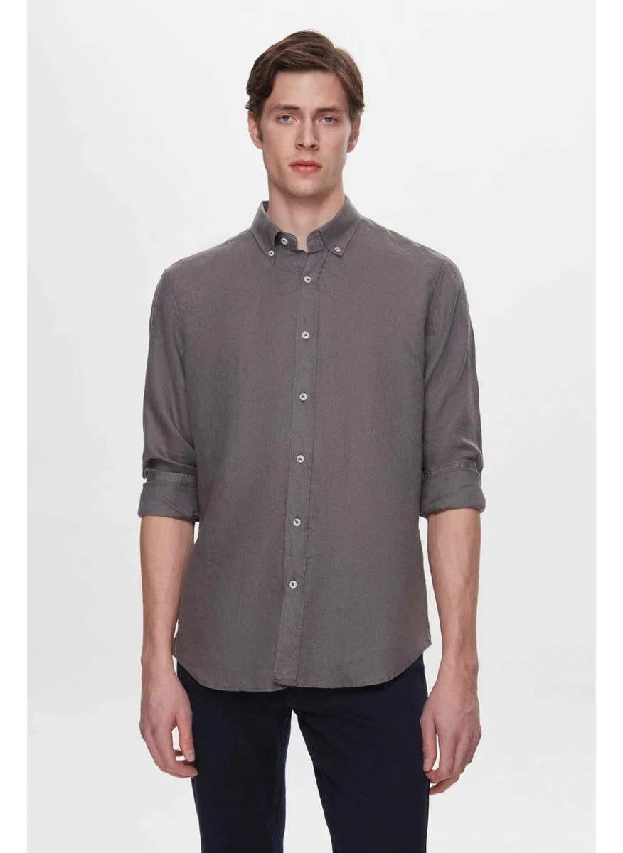D'S DAMAT Comfort Smoked 100% Linen Shirt 2HC02G803265M