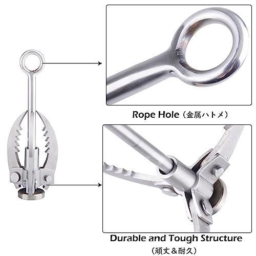 TRIWONDER Grappling Hook Gravity Rock Climbing Hooks Folding Claws Stainless Steel Anchor for Climbing, Hiking, Tree Limb Removal (Silver - 3 Claws) - Image 3