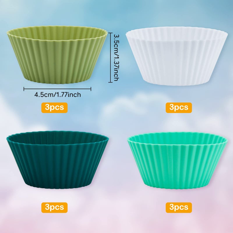 ITSIGHT 12 Pack Reusable Silicone Baking Cups, Non-Stick Muffin Cupcake Molds, Perfect for Baking Muffins, Pudding, Cupcakes and More - Image 2