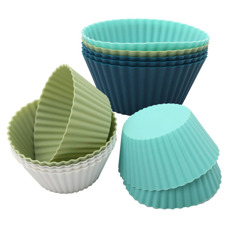 ITSIGHT 12 Pack Reusable Silicone Baking Cups, Non-Stick Muffin Cupcake Molds, Perfect for Baking Muffins, Pudding, Cupcakes and More - Image 1