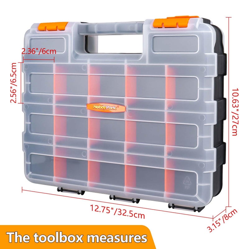 HobbyPark RC Hardware Organizer Box Adjustable Compartments Removable Dividers Durable Plastic Double Side Tools Box Screw Organizer For Nuts, Bolts, Screws, Nails, Small Parts, Tools - Image 3