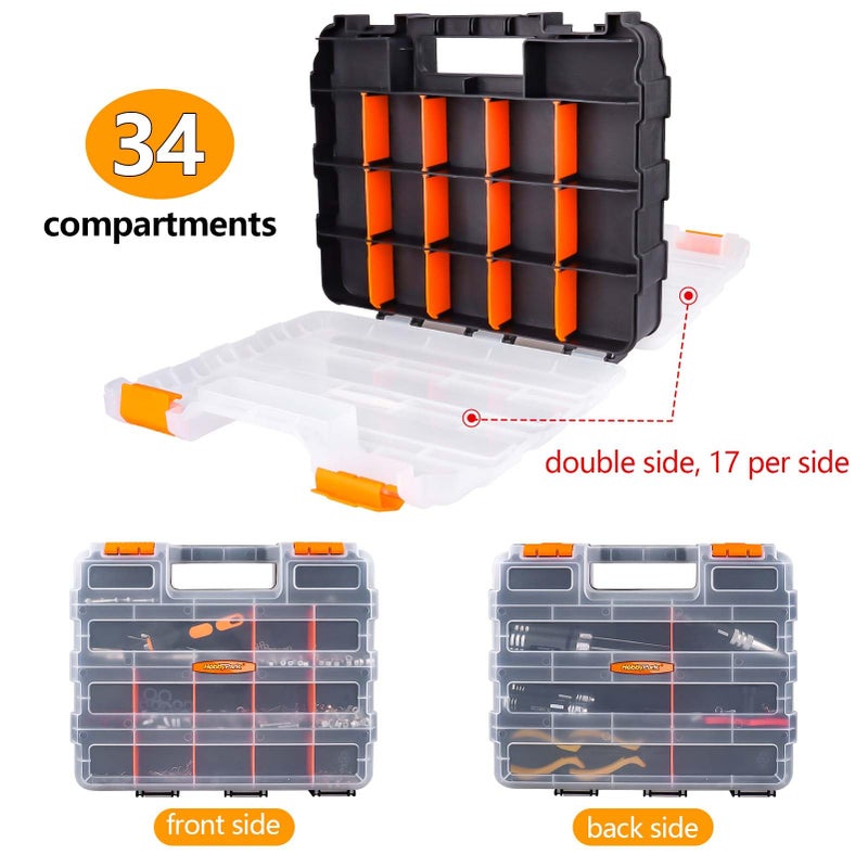 HobbyPark RC Hardware Organizer Box Adjustable Compartments Removable Dividers Durable Plastic Double Side Tools Box Screw Organizer For Nuts, Bolts, Screws, Nails, Small Parts, Tools - Image 4