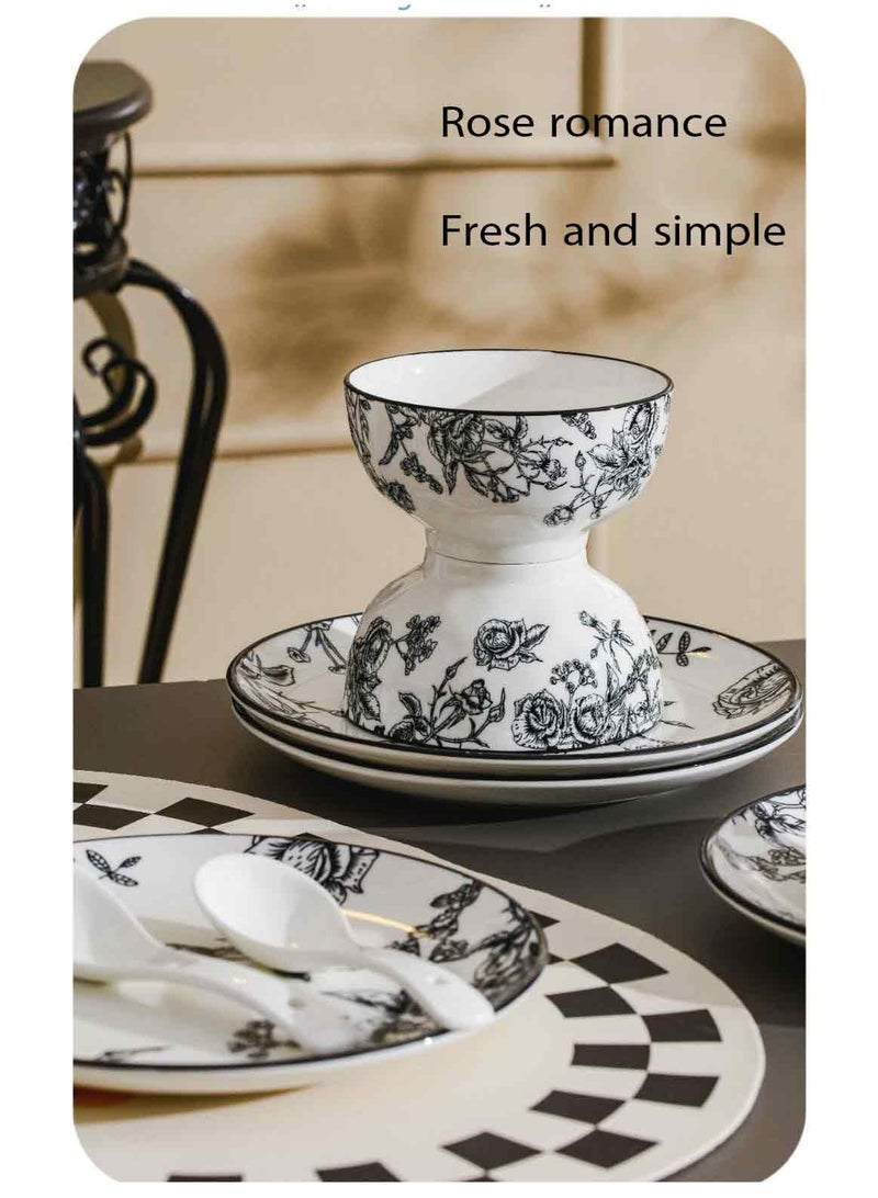 موندا طقم أدوات مائدة من البورسلين عالي الجودة، مكون من 16 قطعة، طقم أدوات مائدة من السيراميك، يتضمن وعاء أرز × 6، ملعقة حساء صغيرة × 6، طبق دائري × 4 - Image 4