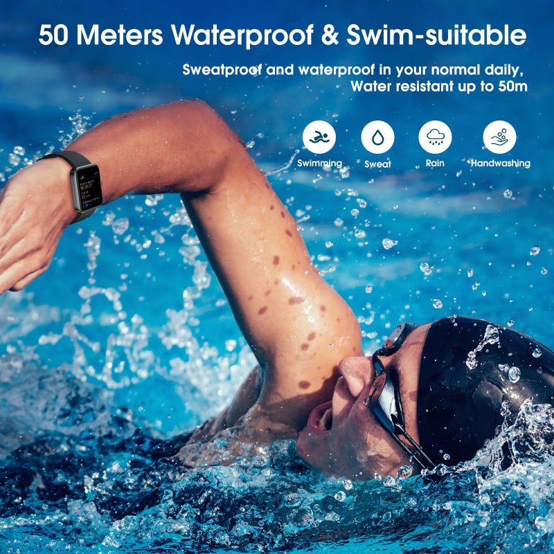 TYKOIT Smart Watch, Fitness Tracker with 45mm Touchcreen, Heart Rate Monitor, Blood Oxygen, Sleep Tracking Fitness Watch IP68 Waterproof Smartwatch for Women Men Compatible with Android iOS - Image 4