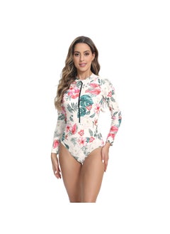 New Sensual One-Piece Swimsuit Women Slim Long Sleeve Sunscreen Bikini Fashionable Swimming Costume from Mainland China AE Stock White background