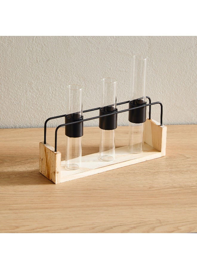 هوم بوكس حامل ورد معدني وخشبي من وادي مع 3 فازات زجاجية - Image 5