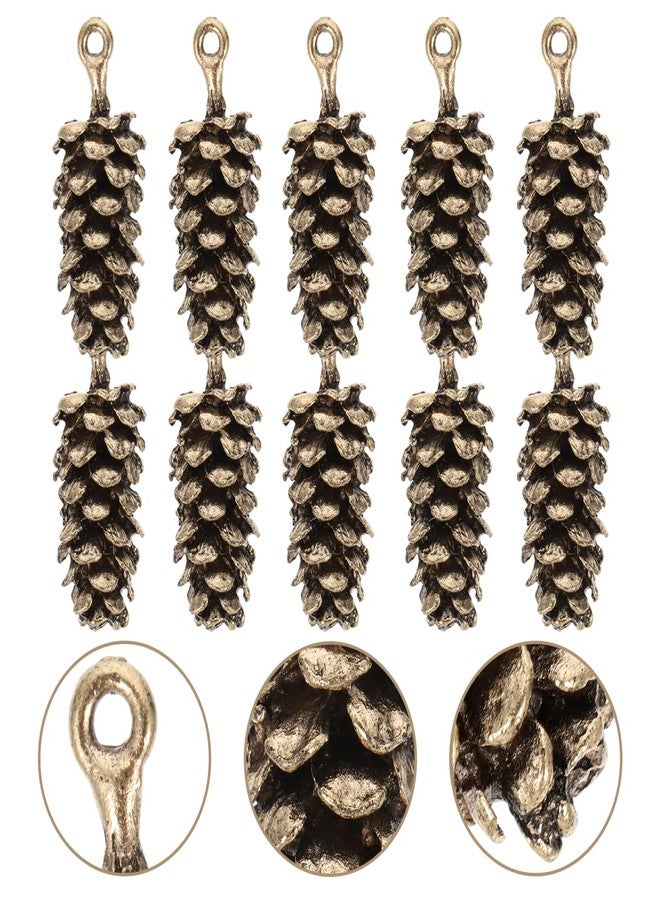 HANABASS 10pcs Pine Cone Charms 3D Nut Charms Christmas Pine Cone Small Pendant for DIY Jewelry Making Winter Pendants for Earring Necklace Bracelet Key Chain Gold - Image 3