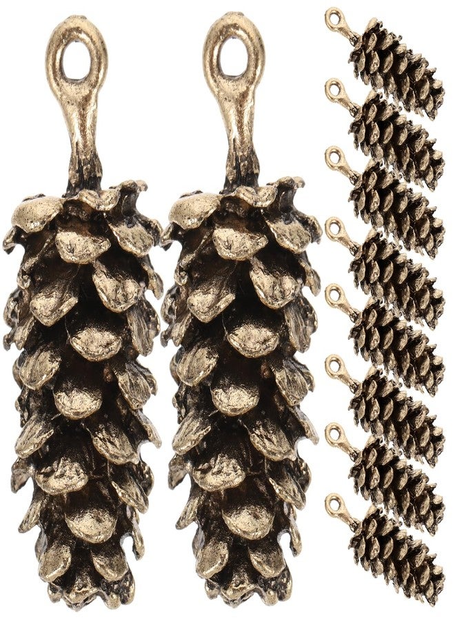 HANABASS 10pcs Pine Cone Charms 3D Nut Charms Christmas Pine Cone Small Pendant for DIY Jewelry Making Winter Pendants for Earring Necklace Bracelet Key Chain Gold - Image 1