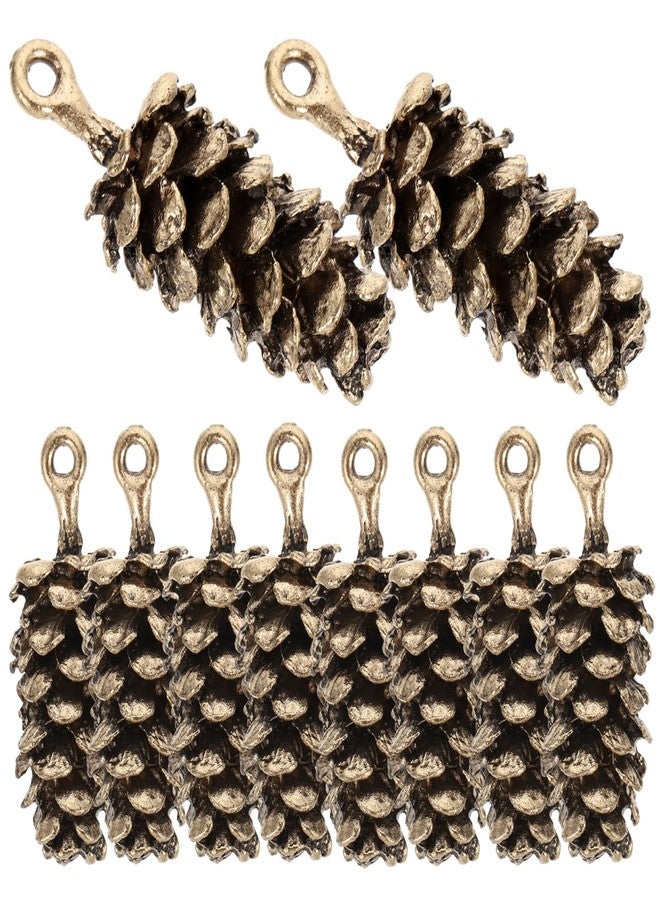 HANABASS 10pcs Pine Cone Charms 3D Nut Charms Christmas Pine Cone Small Pendant for DIY Jewelry Making Winter Pendants for Earring Necklace Bracelet Key Chain Gold - Image 5