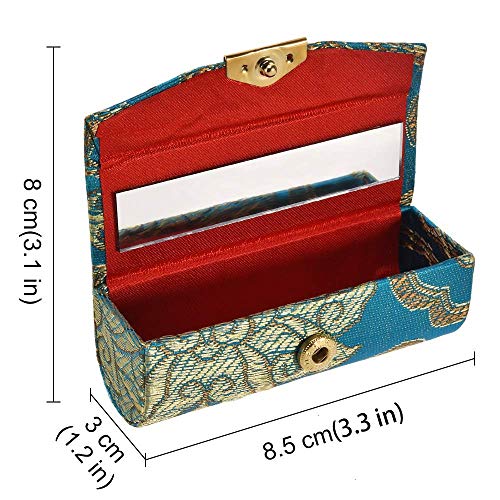 Comicfs حافظة أحمر شفاه كوميكفس 12 قطعة / مجموعة حافظة أحمر شفاه مع مرآة، قماش ساتان ناعم بتصميم رائع، ألوان متنوعة عشوائية، صندوق مجوهرات - Image 4