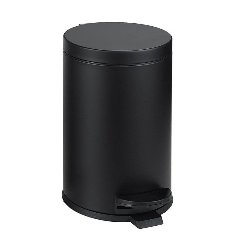 SunnyPoint 45 Liter12 Gallon Small Round Trash Can with Plastic Inner Bucket Bathroom Office Kitchen and Bedroom Step On and Slow Close BLK