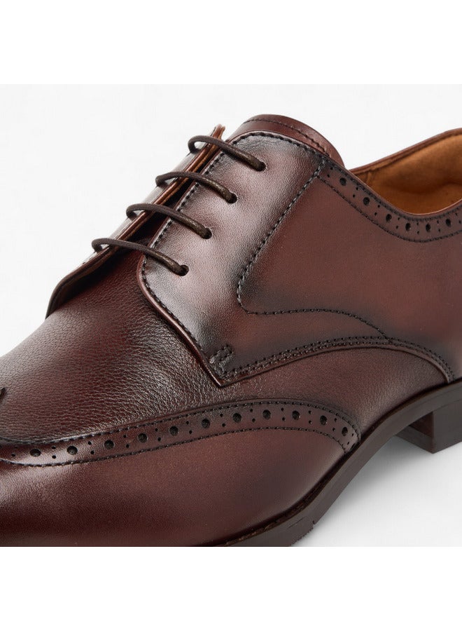DUCHINI Men's Perforated Derby Shoes with Lace-Up Closure  - Image 4