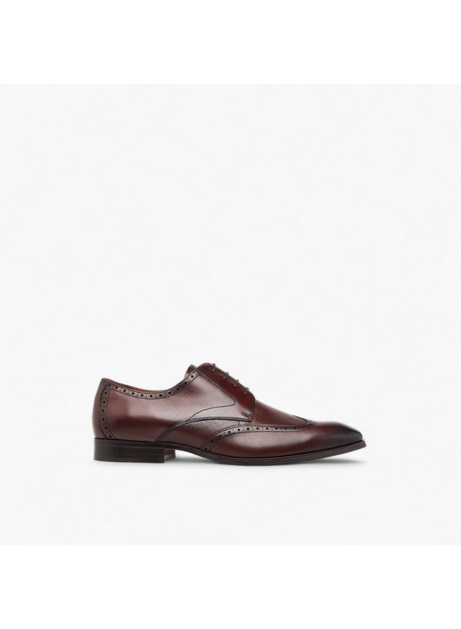 DUCHINI Men's Perforated Derby Shoes with Lace-Up Closure  - Image 3