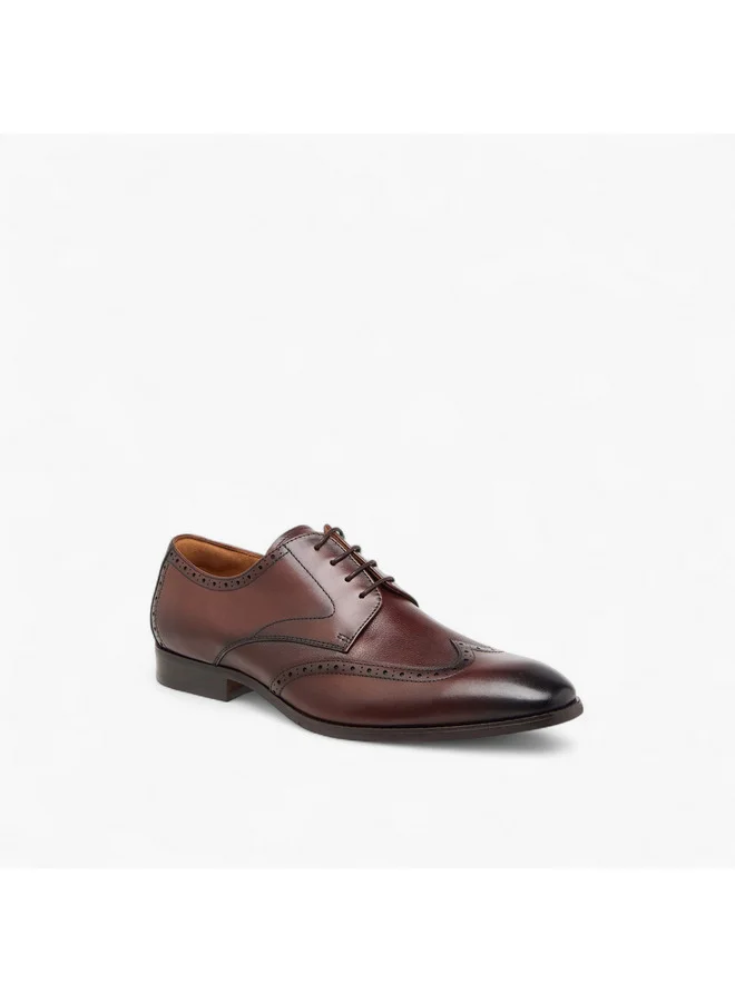 DUCHINI Men's Perforated Derby Shoes with Lace-Up Closure