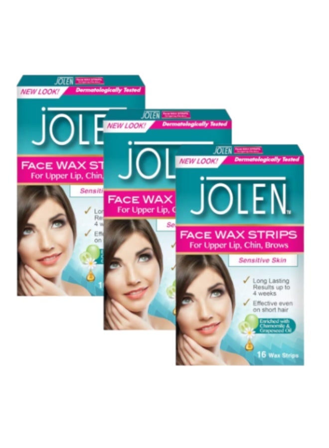 jOLEN شرائط شمع الوجه الحساسة جولين 16 - عبوة من 3 | أفضل شرائط لإزالة الشعر - Image 1