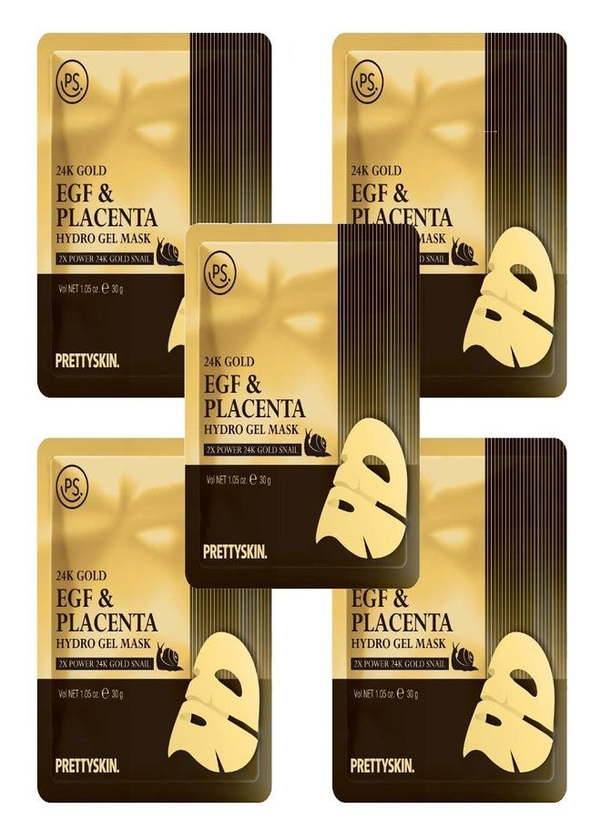 PRETTYSKIN 24K Gold Snail EGF & Placenta Hydrogel Mask Sheet (Pack of 5) - Image 1