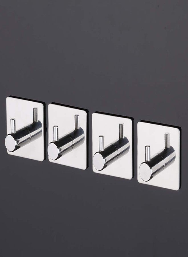 Celbon 4PC Bath Towel Hook Self Adhesive Black Stainless Steel Robe Hooks Heavy Duty Door Hooks Hanger for Bathrooms,Kitchen,Lavatory Closet (4PC, Chrome Square) - Image 2